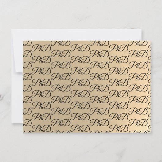 Gold Black PhD Graduation Party Kaart (Achterkant)