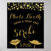 Gold & Black Photo Booth party of bruiloft sign Poster (Voorkant)