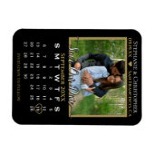 Gold & Black Photo Calendar Save Our Date Wedding Magneet (Horizontaal)