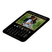 Gold & Black Photo Calendar Save Our Date Wedding Magneet (Linkerzijde)