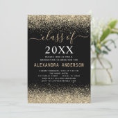 Gold Black Photo Graduation Party Class of 2023 Kaart (Staand voorkant)