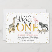 Gold Black Pink Wild One Safari Animals Kaart (Voorkant)