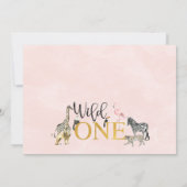 Gold Black Pink Wild One Safari Animals Kaart (Achterkant)