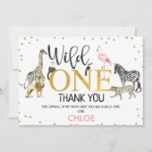 Gold Black Pink Wild One Safari - Hartelijk dank v Kaart (Voorkant)