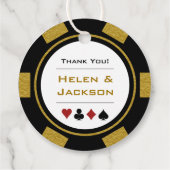 Gold Black Poker Chips Dank je Vegas Weddenschap Bedankjes Labels (Achterkant)
