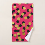 Gold & Black Polka Dots op Hot Pink Bad Handdoek (Handdoek)