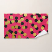 Gold & Black Polka Dots op Hot Pink Bad Handdoek (Handdoek)