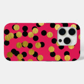 Gold & Black Polka Dots op Hot Pink Case-Mate iPhone Case (Achterkant (horizontaal))