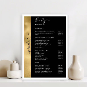 Gold Black Pricelist Salon Poster