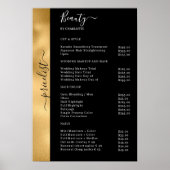 Gold Black Pricelist Salon Poster (Voorkant)