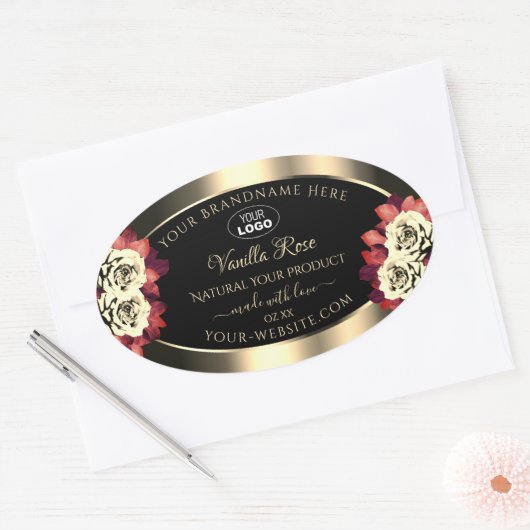 Gold Black Product Labels Rode Cream-Rozen toevoeg (Envelop)