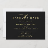 Gold black QR code simple elegant wedding  Save The Date (Voorkant)