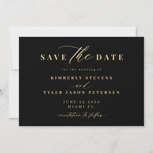 Gold black QR code simple elegant wedding  Save The Date (Voorkant)