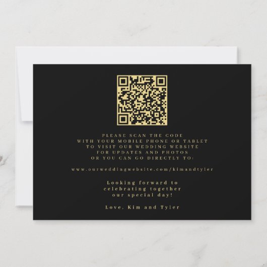 Gold black QR code simple elegant wedding  Save The Date (Achterkant)