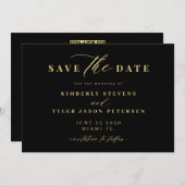 Gold black QR code simple elegant wedding  Save The Date (Voorkant / Achterkant)