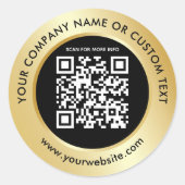 Gold Black QR Code Zakelijke Verpakking Verzending Ronde Sticker (Voorkant)