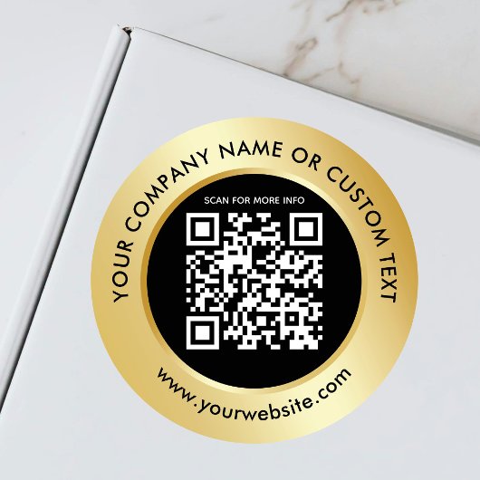 Gold Black QR Code Zakelijke Verpakking Verzending Ronde Sticker
