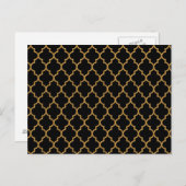 Gold Black Quatrefoil Patroon Briefkaart (Voorkant / Achterkant)