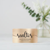 Gold Black Realtor Foto QR Code Broker Agent Bold Visitekaartje (Staand voorkant)