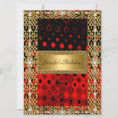 Gold Black Red Birthday Kaart (Voorkant)
