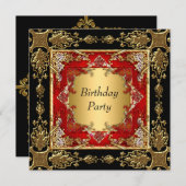 Gold Black Red Birthday (rood zwart goud) Kaart (Voorkant / Achterkant)