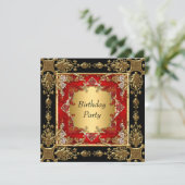 Gold Black Red Birthday (rood zwart goud) Kaart (Staand voorkant)