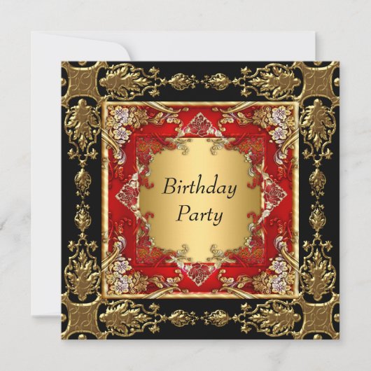 Gold Black Red Birthday (rood zwart goud) Kaart (Voorkant)