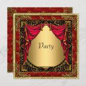 Gold Black Red-retro-uitnodiging Kaart (Voorkant / Achterkant)