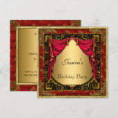 Gold Black Red-retro-uitnodiging Kaart (Voorkant / Achterkant)