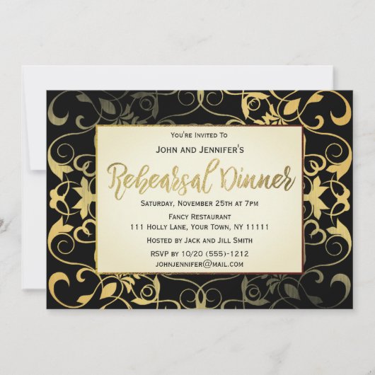 Gold Black repesal Dinner Kaart (Voorkant)