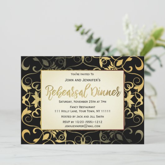 Gold Black repesal Dinner Kaart (Staand voorkant)