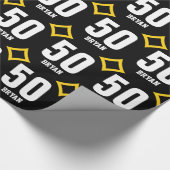 GOLD BLACK Retro 50th Birthday Custom Name D05 Cadeaupapier (Hoek)