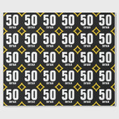GOLD BLACK Retro 50th Birthday Custom Name D05 Cadeaupapier (Vlak)