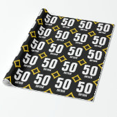 GOLD BLACK Retro 50th Birthday Custom Name D05 Cadeaupapier (Uitgerold)