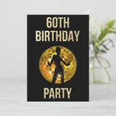 Gold & Black Retro Disco Glitter Ball 60th Party Kaart (Staand voorkant)