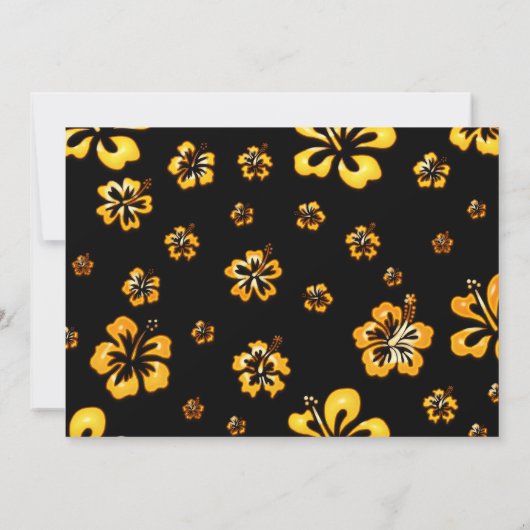 Gold Black Retro Floral Black Uitnodiging (Achterkant)