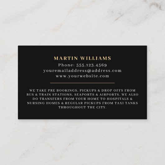 Gold & Black rolstoel Toegankelijke taxichauffeur Visitekaartje (Achterkant)