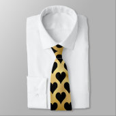 Gold Black Romantic Hearts Pattern Stropdas (Gebonden)