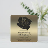 Gold & Black Roos Elegant Classy Birthday Party Kaart (Staand voorkant)