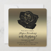 Gold & Black Roos Elegant Classy Birthday Party Kaart (Voorkant)