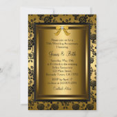 Gold Black Roos Photo 50e Jubileum Uitnodiging (Achterkant)