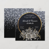 Gold Black Roos Silver Glitter Weddenschap (Voorkant / Achterkant)