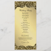 Gold Black Royal Damask Wedding Program Programmakaart (Achterkant)