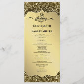 Gold Black Royal Damask Wedding Program Programmakaart (Voorkant)
