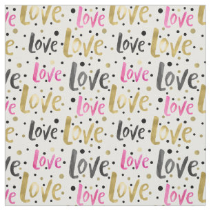 Gold Black Roze Confetti Love Stof