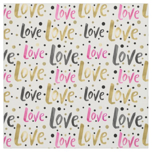 Gold Black Roze Confetti Love Stof (Swatch)
