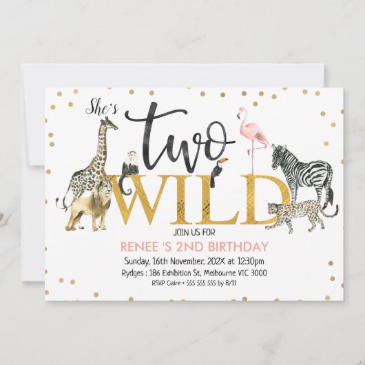 Gold Black Roze twee wilde Safari-dieren van de la Kaart (Voorkant)