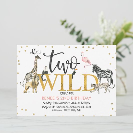 Gold Black Roze twee wilde Safari-dieren van de la Kaart (Staand voorkant)
