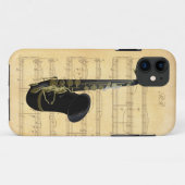Gold Black Saxophone — Hoesje voor muziek iPhone 5 (Achterkant (horizontaal))