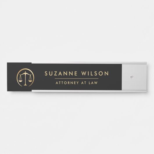 Gold & Black Scale of Justice Attorney at law Deurbordje (Voorkant)